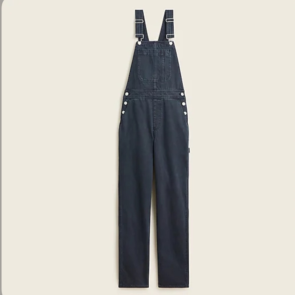 J crew slouchy boyfriend overalls black